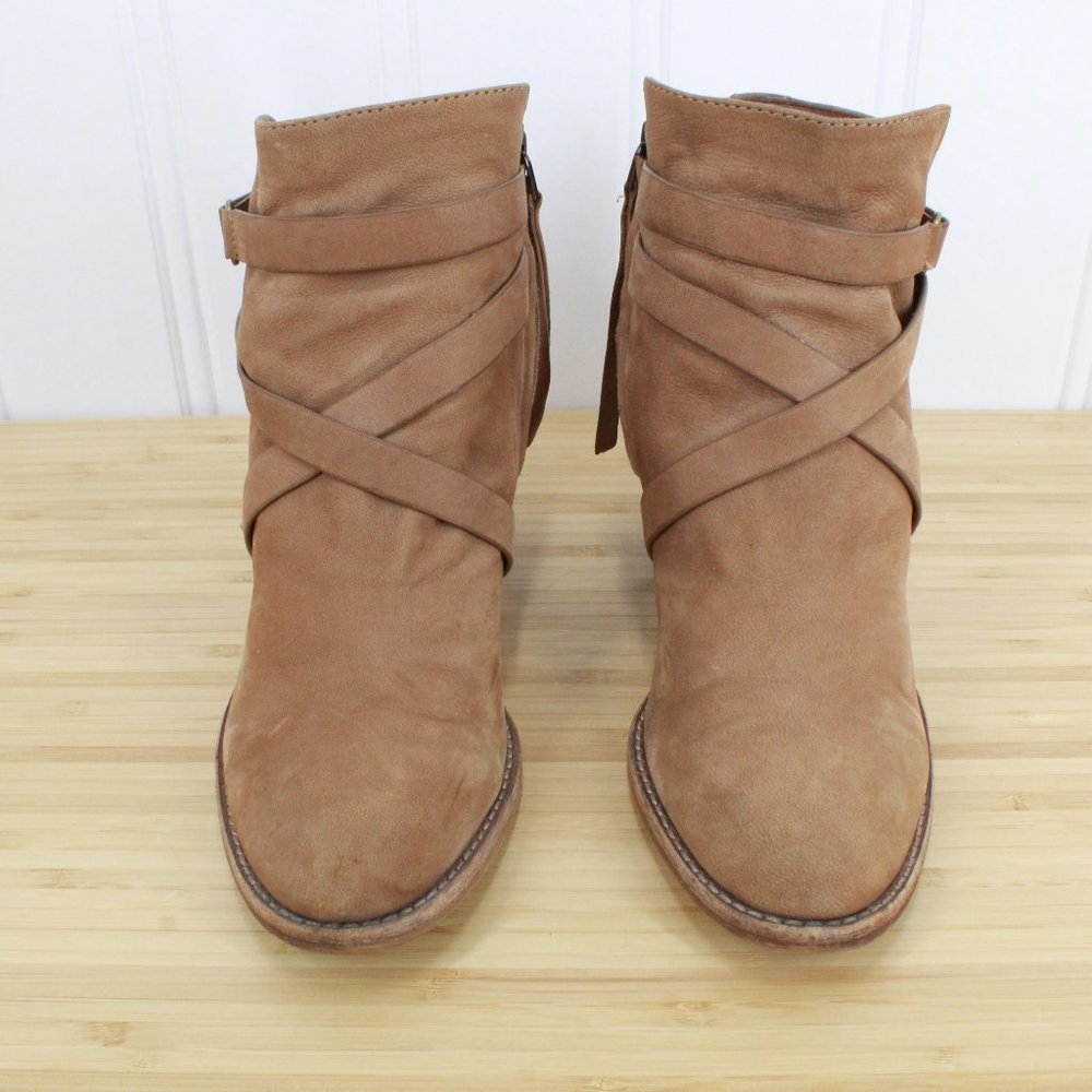 Sam Edelman Merton Brown Suede Nubuck Leather Strap Heeled Boots Size 9 - Picture 5 of 12